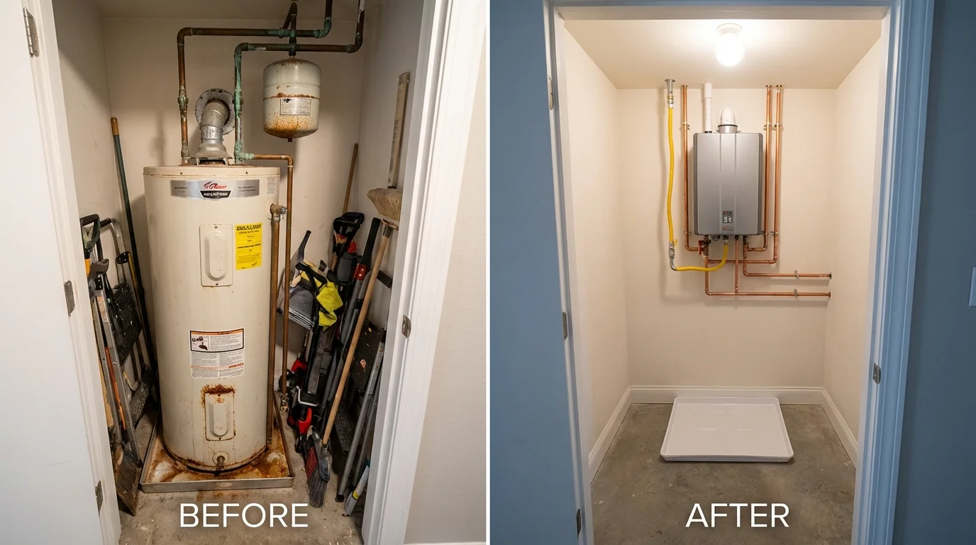 Tank water heater versus wall-mounted tankless unit comparison for Coalgate, OK homeowners