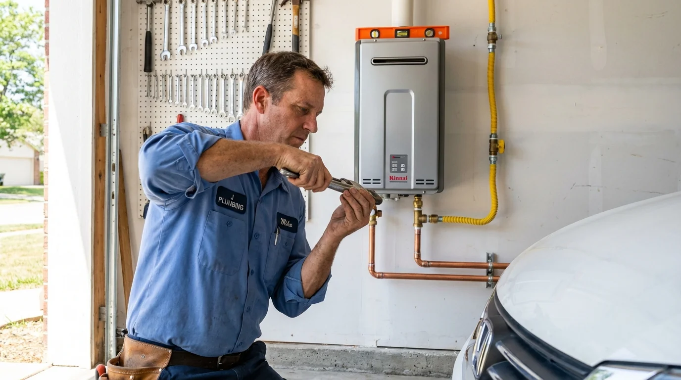 Tankless water heater installation by a Johns Plumbing LLC plumber in Coalgate